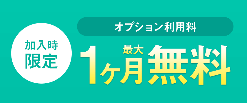 加入時限定オプション利用料最大1ヶ月無料