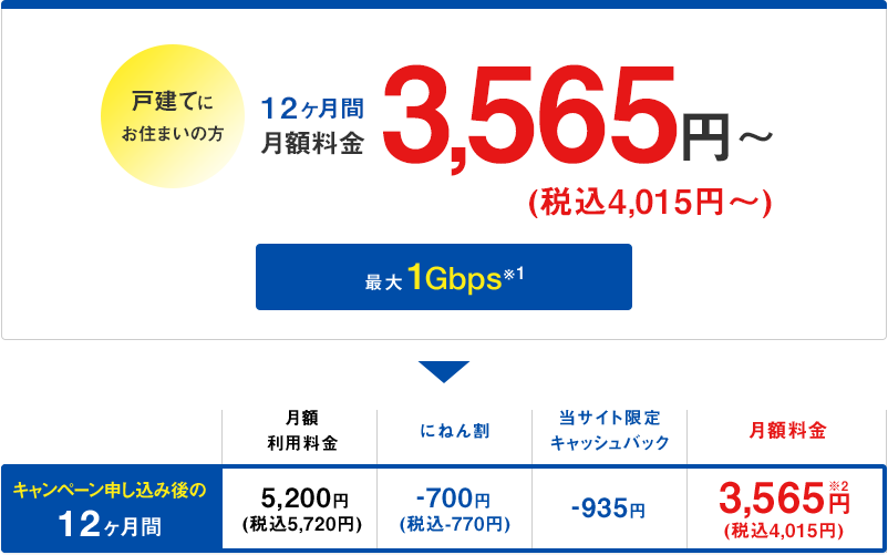 12ヶ月間月額税込4,015円