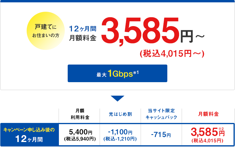 12ヶ月間月額実質税込4,015円