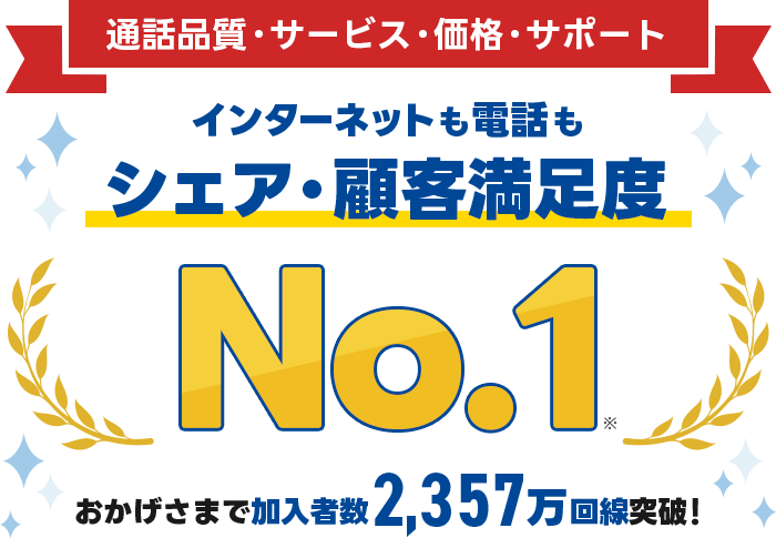 インターネットシェア・顧客満足度No.1