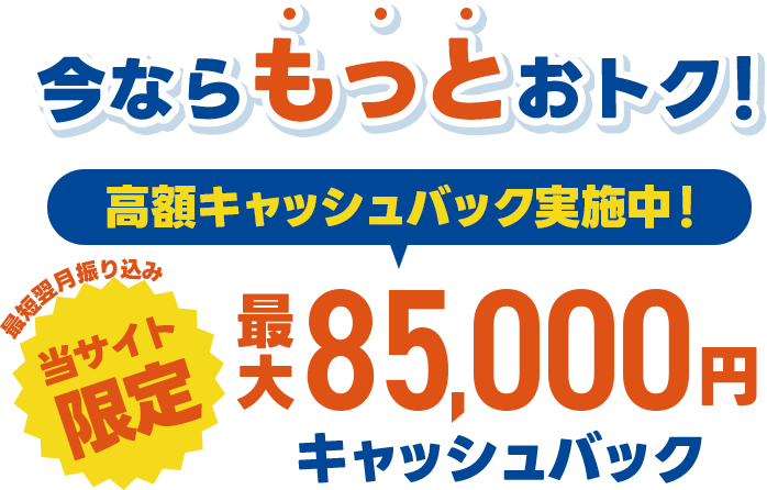 キャッシュバック実施中
